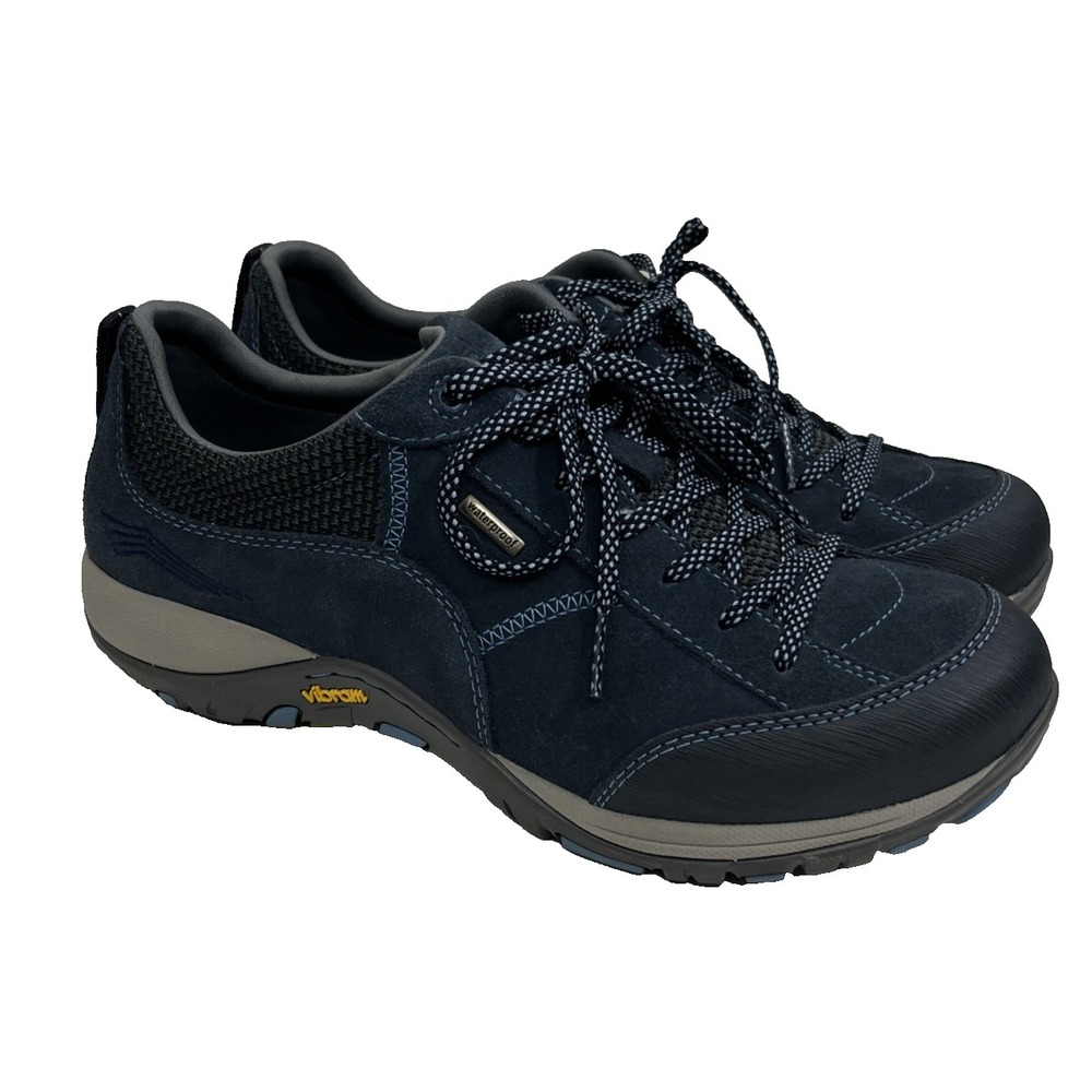 Dansko Paisley Navy Suede Leather Walking Shoes Vibram Size 40Wide EU 9.5-10W US